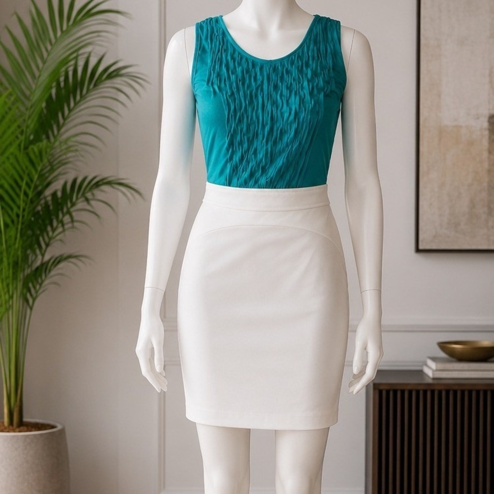 Soho Women Dress Teal White Colorblock Ruched Sleeveless Mini Size 1